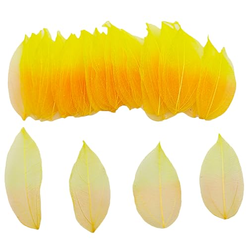 50 StüCk KüNstliche BläTter Deko KunstbläTter Deko Fake Leaves BläTter Girlande Basteln Trockene BläTter Getrocknete BläTter Verwendet FüR Diy Handwerk Scrapbook Kartenherstellung (Gelb Orange) von HAOBIN