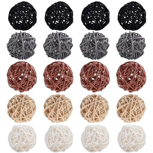 HAOBIN 20 StüCk Rattankugeln Natur Wicker Rattan Kugeln Rattan Kugeln Weidenkugeln Dekokugeln Rattan Wicker Rattan Ball Kugeln 3cm DIY Handwerk, Blumendekoration Wohnzimmer Hochzeit Party Dekoration von HAOBIN