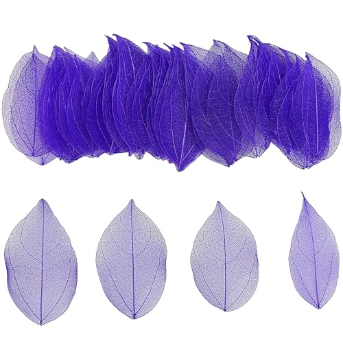 HAOBIN 50 StüCk KüNstliche BläTter Deko KunstbläTter Deko Fake Leaves BläTter Girlande Basteln Trockene BläTter Getrocknete BläTter Verwendet FüR DIY Handwerk Scrapbook Kartenherstellung (violett) von HAOBIN