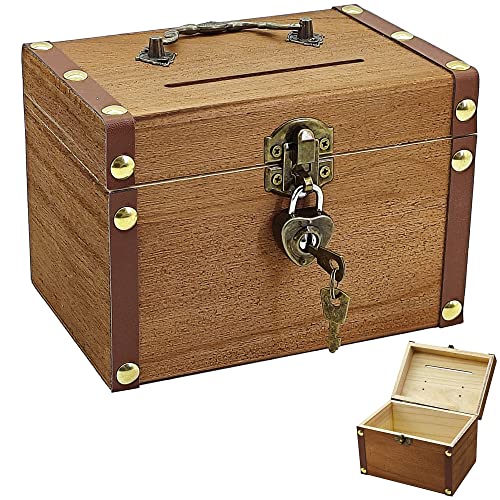 HAOBIN Schatztruhe Schatzkiste Aus Holz Holztruhe Schatzkiste Vintage Holz Schatztruhe Spardose Vintage Holzkiste Geschenkbox Mit Deckel Schatztruhe FüR Aufbewahrung Und Dekoration (Braun B) von HAOBIN