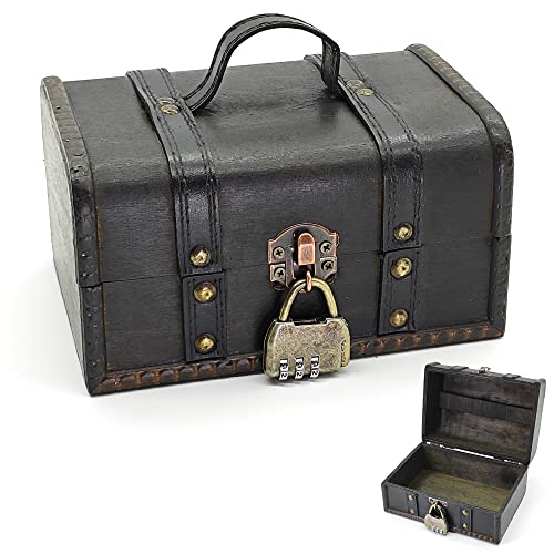 HAOBIN Schatzkiste Schatzkiste Holz Geldtruhe Schatztruhe Mit Schloss 18x12x10 Cm Holztruhe SchmuckkäStchen Schatztruhe Piratentruhe Aufbewahrungsbox Bastel-Geschenkbox Zur Aufbewahrung Und Dekoration von HAOBIN