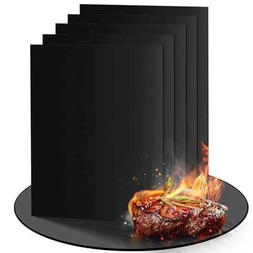 HAOCEE Grillmatte für Gasgrill, 5er Set 40x32 cm Antihaft Grillmatten Wiederverwendbar Backpapier Backmatte, PFOA-Frei Teflon BBQ Grillmatte Gasgrill Zubehör, Geeignet für Holzkohle, Gasgrill, Grill von HAOCEE