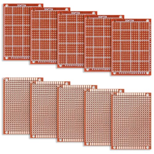10 Stück Lochrasterplatte, Leiterplatte, PCB Prototyp Board Universal, Lochrasterplatine, Leiterplatten Kit für Prototyping, DIY Projekte - 7 * 5 cm 10 Stück Lochrasterplatte, Leiterplatte, PCB Prototyp Board Universal, Lochrasterplatine, Leiterplatten Kit für Prototyping, DIY Projekte - 7 * 5 cm von HAOCHEN