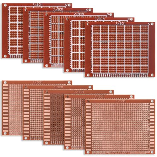 10 Stück Lochrasterplatte, Leiterplatte, PCB Prototyp Board Universal, Lochrasterplatine, Leiterplatten Kit für Prototyping, DIY Projekte - 9 * 7 cm 10 Stück Lochrasterplatte, Leiterplatte, PCB Prototyp Board Universal, Lochrasterplatine, Leiterplatten Kit für Prototyping, DIY Projekte - 9 * 7 cm von HAOCHEN