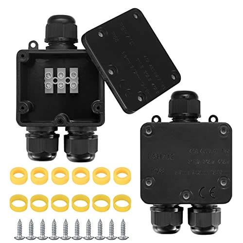 2 Stück IP68 Abzweigdose Wasserdicht Außen, IP68 Wasserdichte Elektrische Verteilerdose, Outdoor 3-Wege Elektrische Anschlussdose, Kabelanschlussdose 4 mm - 14 mm von HAOCHEN