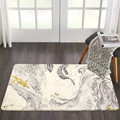 HAOCOO Badezimmerteppich, 60 x 90 cm, weißer Marmor-Kunstwolle, Rutschfester Türvorleger, weiche Luxus-Mikrofaser, maschinenwaschbar, Bodenteppich für Fußmatten, Badewanne, Dusche (60 Beige Marmor) von HAOCOO