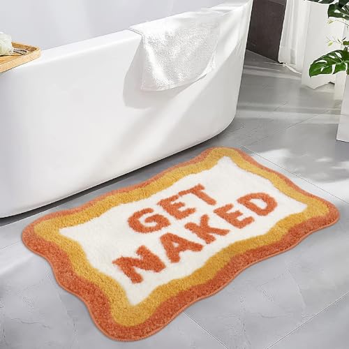 HAOCOO Get Naked Badematte, niedlicher Badezimmerteppich, weich, rutschfest, unregelmäßig geformt, Mikrofaser, saugfähig, waschbar, kleiner Teppich, Bodenmatten für Badezimmer, Innenbereich, Fußmatte, von HAOCOO