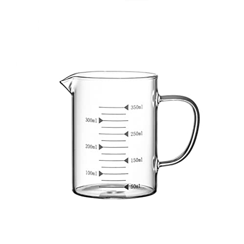 HAODA Milchschaumkrug Hohe Borosilikat-hitzebeständige Glasmilch-Schaumkrug mit Skalenmilch-Jug-Becher Große Kapazität Milchschädender Tasse Einfach (Größe : 350ml) von HAODA