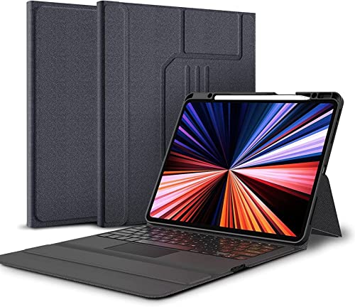 HAODEE Touchpad -Tastaturkoffer für iPad Pro 12.9 Falltastatur A2378/A2416/A2379/A2462 Mit Bluetooth Magic -Tastatur (Color : Black, Size : Pro 12.9 2021) von HAODEE