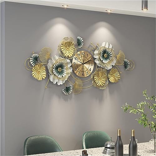 HAODING Wanddeko Metall Gingko Gold Wanddeko Metall Moderne Wanduhren 3D Wandskulpturen Ginkgo Blatt Kunst Hängen Ornament Als Perfekte Deko Wohnzimmer(Color:120 * 52cm) von HAODING