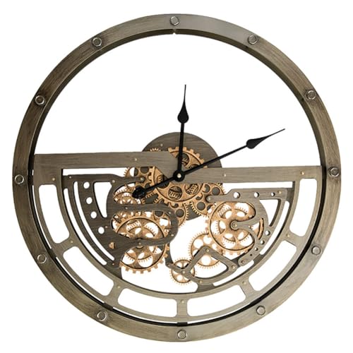 HAODING Wanduhr Groß Mit Beweglichen Zahnrädern, Industrial Steampunk Vintage Retro Romische Zahlen, Wanddeko Metall, Metall Wanduhr Für Wohnzimmer, Küche, Schlafzimmer, Büro - 65cm von HAODING