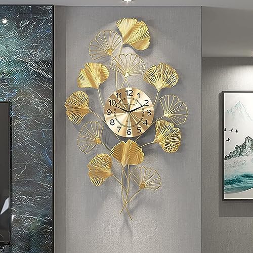 HAODING Wanduhr Wohnzimmer Groß Modern, Wanduhren Küche Ohne Tickgeräusche, Wohnzimmer Dekoration, Uhr Wand Metall Kreativ Für Die 3D Kunst Wanddekoration Zu Hause, [Energieklasse A] von HAODING