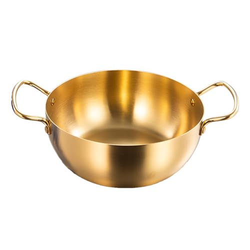 HAOHIZE Doppelgriff Ramen Topf, koreanischer Ramen Topf Edelstahl Doppelgriff schnell erhitzende Ramen Nudel Kochtopf für Induktionsherd (Gold) von HAOHIZE