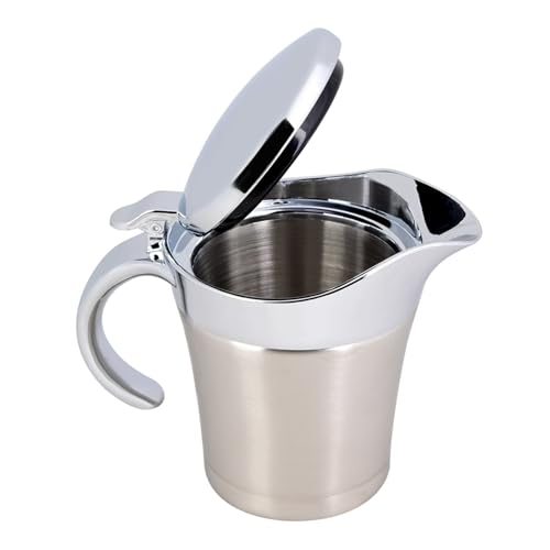 HAOHIZE Doppelt isolierte Sauciere, Saucenkrug aus Edelstahl mit Klappdeckel ideal für Soße oder Sahne zu Thanksgiving (Kleine Größe 450 ml) von HAOHIZE