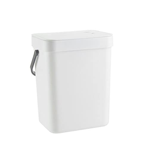 HAOHIZE Kleiner Mülleimer mit Deckel, 3L Küchenmülleimer, Kompostbehälter, Mülleimer Küche Unterschrank, Biomülleimer, Aufhängbarenzum Komposteimer für Küche, Camping, Büro, Bad, Auto (Weiß) von HAOHIZE