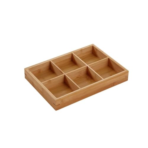 HAOHIZE Setzkasten Holz, Holztablett Geteilt Mit Fächern, Servierplatte Holz, Snack Kaffee Tee Obst Tablett Serviertablett, Sortiertablett aus Holz, Gitter Display für Küche, Bar, Party (33x22cm) von HAOHIZE