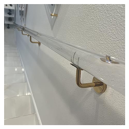 1 Stück anpassbare rutschfeste, transparente Treppenhandläufe aus Acryl – 2–20 Fuß Geländer for den Innen- und Außenbereich(Golden Brackets,170cm) von HAOJZE