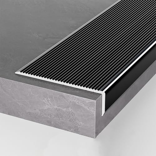 1 Stück rutschfester Aluminium-Treppenkantenschutz for Treppen aus Holz, Vinyl und Keramikfliesen – Sicherheitsstreifen (90 cm)(Black) von HAOJZE