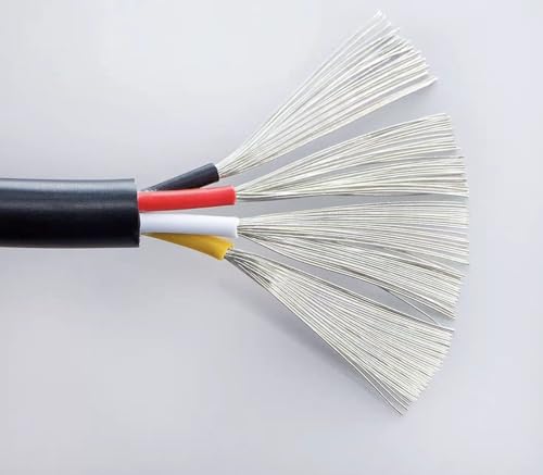 HAOJZE 1 Stück geschirmtes 2-adriges 4-adriges PVC-isoliertes Audio-Lautsprecher-Kopfhörerkabel – 1 m, 18 AWG, Kupfer-Signalsteuerkabel(Black,1M-18AWG (2CORES)) von HAOJZE