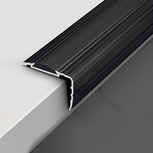Wasserdichter Treppenkantenschutz aus Metall for den Innenbereich – rutschfeste Treppenkanten aus Aluminium for Villen, Hotels, Apartments und Lofts – 1 Stück(Black,100cm) von HAOJZE
