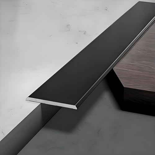 3 * 90cm Türschwellen Leiste, Flache Trennleiste, Aluminium Boden-Leiste, Metallbodenleisten Für Türen, Schwellen, Rampen, Fliesen, Laminate(Black,6cm/2.3in) von HAOKKV