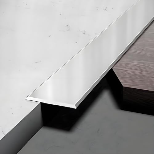 3 * 90cm Türschwellen Leiste, Flache Trennleiste, Aluminium Boden-Leiste, Metallbodenleisten Für Türen, Schwellen, Rampen, Fliesen, Laminate(Silver,1.2cm/0.4in) von HAOKKV