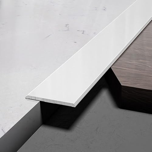 3 * 90cm Türschwellen Leiste, Flache Trennleiste, Aluminium Boden-Leiste, Metallbodenleisten Für Türen, Schwellen, Rampen, Fliesen, Laminate(White,5cm/1.9in) von HAOKKV
