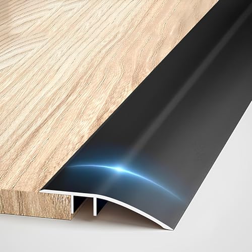 90cm Aluminium-Bodenübergangsleiste, Schwellenrampen Für Türschwellenreduzierer, Türkantenverkleidung, Geeignet Für Schwellenhöhen Unter 2,5 cm(Black,W4.3cm) von HAOKKV