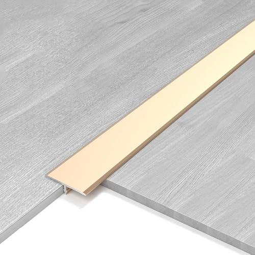 90cm × 3Stück T-Profil Aluminium, Übergangsleiste Boden, Bodenkantenleiste, für Türschwellen und Verbindungsböden aus Laminatbodenfliesen(Gold,1.2cm) von HAOKKV