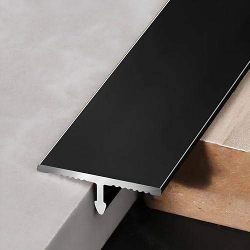 Aluminium-T-Formleisten Und Übergangsleiste Boden, Flache Trennwände Für Türschwellen Und Bodenfugen Zum Verbinden Von Laminatfliesen, 3Stück*100cm(Black,0.8cm/0.31in) von HAOKKV
