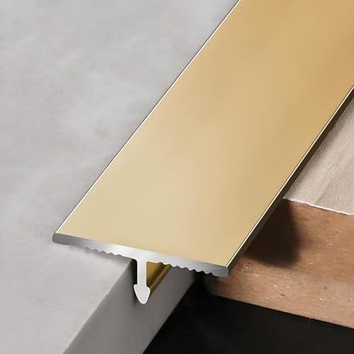 Aluminium-T-Formleisten Und Übergangsleiste Boden, Flache Trennwände Für Türschwellen Und Bodenfugen Zum Verbinden Von Laminatfliesen, 3Stück*100cm(Gold,0.6cm/0.23in) von HAOKKV
