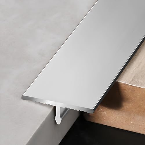 Aluminium-T-Formleisten Und Übergangsleiste Boden, Flache Trennwände Für Türschwellen Und Bodenfugen Zum Verbinden Von Laminatfliesen, 3Stück*100cm(Silver,0.6cm/0.23in) von HAOKKV