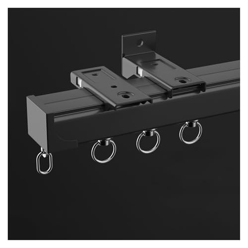 Decken-Vorhangschiene, Raumteilerr-Gardinenstange,Aluminium Vorhangschiene Schwerlast für Büro, Wohnzimmer und Schlafzimmer(Black,300cm/9.8ft/2 * 150cm) von HAOKKV