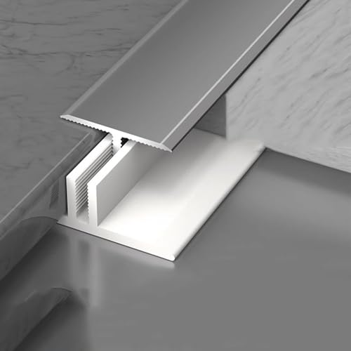 Flache Trennleiste Für Türschwelle, Bodenübergangsleiste, Geeignet Für 12-20 Mm Dicke Böden, Aluminium Boden-Leiste, Mit Standfuß, Zuschneidbar(Gray,1.8cm*90cm*3pcs) von HAOKKV