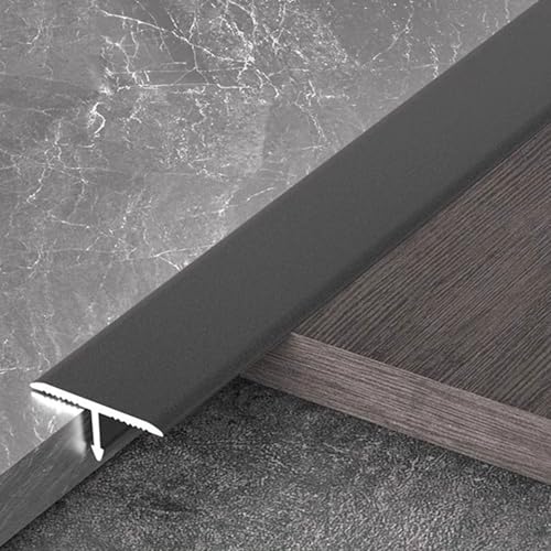 HAOKKV Aluminium-T-Formleisten, Bodenübergangsleiste, Bodenbelagsstreifen Aus Aluminium Zum Verbinden Von Bodenlücken, Teppichen Und Bodenfliesen(Black,0.6cm*90cm) von HAOKKV