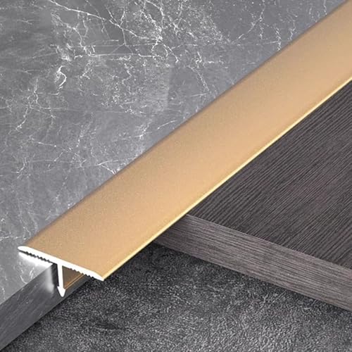 HAOKKV Aluminium-T-Formleisten, Bodenübergangsleiste, Bodenbelagsstreifen Aus Aluminium Zum Verbinden Von Bodenlücken, Teppichen Und Bodenfliesen(Gold,0.8cm*90cm) von HAOKKV