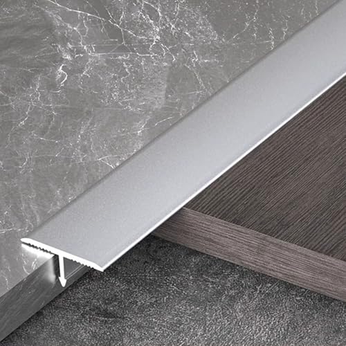 HAOKKV Aluminium-T-Formleisten, Bodenübergangsleiste, Bodenbelagsstreifen Aus Aluminium Zum Verbinden Von Bodenlücken, Teppichen Und Bodenfliesen(Gray,0.6cm*90cm) von HAOKKV