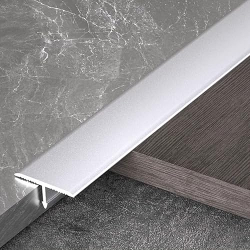 HAOKKV Aluminium-T-Formleisten, Bodenübergangsleiste, Bodenbelagsstreifen Aus Aluminium Zum Verbinden Von Bodenlücken, Teppichen Und Bodenfliesen(Silver,0.6cm*90cm) von HAOKKV