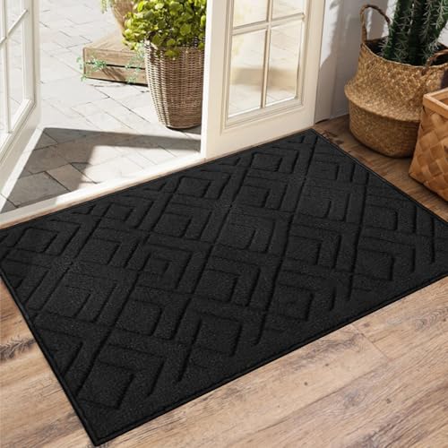 Fußmatte Außen 60x90cm, Weich Saugfähig und Schmutzabweisend Fußmatte, Rutschfest Türmatte, Maschinenwaschbare Bodenmatte für die Vordertür, Hintertür, Schmutzige Schuhe und Pfoten (Schwarz 5) Fußmatte Außen 60x90cm, Weich Saugfähig und Schmutzabweisend Fußmatte, Rutschfest Türmatte, Maschinenwaschbare Bodenmatte für die Vordertür, Hintertür, Schmutzige Schuhe und Pfoten (Schwarz 5) von HAOLESHITE