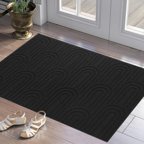 HAOLESHITE Fußmatte Innen 50x80cm, Waschbar Fussmatt, Wasserdicht Türmatte, Hundetürmatte, Rutschfester Schmutzfänger Teppich für die Vordertür (Schwarz 1) HAOLESHITE Fußmatte Innen 50x80cm, Waschbar Fussmatt, Wasserdicht Türmatte, Hundetürmatte, Rutschfester Schmutzfänger Teppich für die Vordertür (Schwarz 1) von HAOLESHITE
