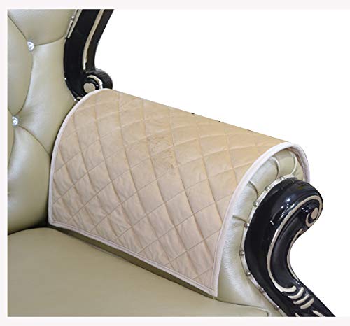 HAOMAIJIA rutschfeste beige Samt Sofa Armlehne Bezüge Couch Armlehne Bezüge Leder Couch gesteppt Möbelschutz für Hunde Kinder Haustiere 2 Stück (ASand, 50,8 x 61 cm) Sofa Armlehne Abdeckung - 2 Stück von HAOMAIJIA