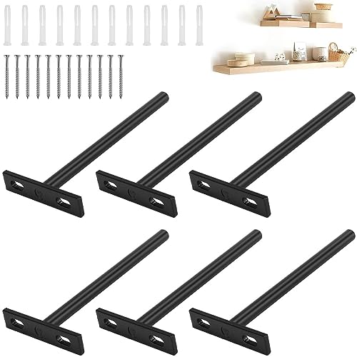 HAOMEEDUO 6 Stk Regalhalterung Schwebend Verdeckte Regalhalter 6 Zoll/154mm Regalbodenträger Schwerlast Tablarträger Regalträger Unsichtbar Regal Halterung mit Schrauben Expansionsrohre für Kabinett von HAOMEEDUO