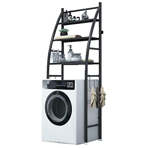 Aufbewahrungsregal über der Waschmaschine – 3-lagiges Badezimmerregal mit Haken, Verstellbarer Organizer-Ständer für Waschküche, Toilette – Edelstahl-Utility von HAONIY