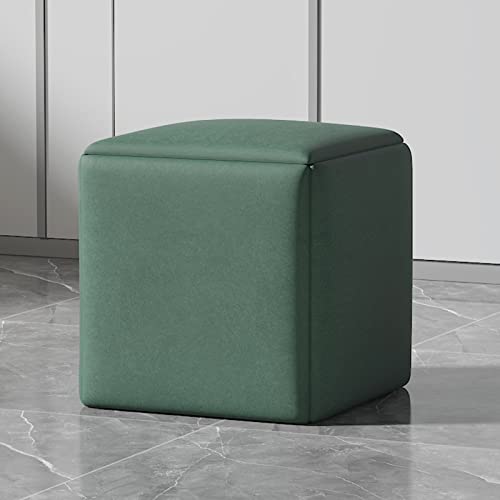 Stapelbare Hocker mit Lenkrollen – 5-in-1-Würfel-Ottoman-Stuhl-Set aus dunkelgrünem Technikstoff für Wohn- und Esszimmer-Fußhocker von HAONIY