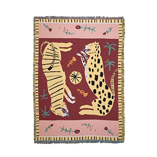 HAOSEM Nordic Panther Knitted Throw Blanket Leisure Sofa Cover Bedspread Boho Decor Tapestry Hotel Bed end Towel Travel Picnic Mat Rug von HAOSEM