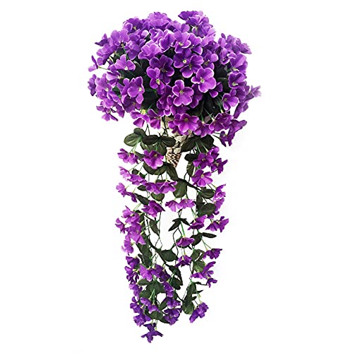 HAOSHICS 2 Stück künstliche Blumen, künstliche violette Hängepflanzen, Seide hängende Girlande Blumen für Zuhause, Wand, Garten, Hochzeit, Party, Dekoration (lila) von HAOSHICS