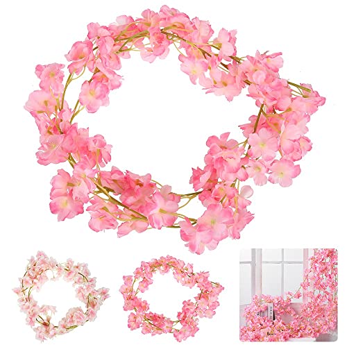 HAOSHICS Künstliche Kirschblüten-Blumenranken Kunstblumen für den Außenbereich, hängende Seidenblumen-Girlande für Hochzeit, Party, Zuhause, japanische Kawaii-Dekoration (1) von HAOSHICS