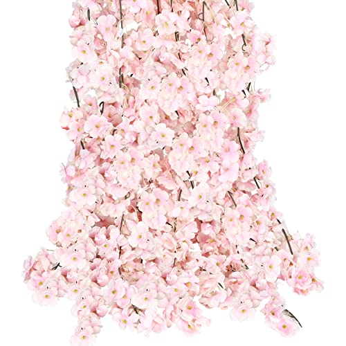 HAOSHICS Künstliche Kirschblüten-Blumenranken Kunstblumen für den Außenbereich, hängende Seidenblumen-Girlande für Hochzeit, Party, Zuhause, japanische Kawaii-Dekoration (4) von HAOSHICS