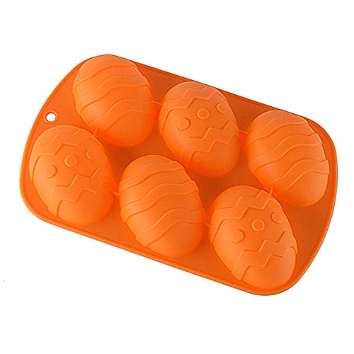 Haoshics Osterei-Schokoladenform aus Silikon, groß, 6 Mulden, Eierform, Backform für die Herstellung von heißer Schokoladenbombe, Kuchen, Gelee, Mousse (Orange-1 Stück) von HAOSHICS