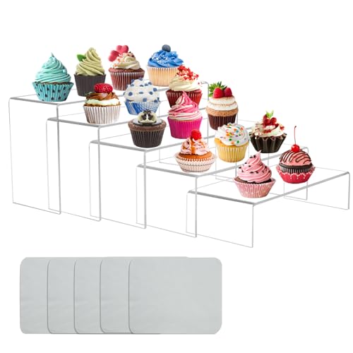HAOTIAN-X 5 Stück Acryl Risers für Display, rechteckige transparente Acryl Display Risers mit 5 Stück grauen Tüchern, Cupcake Dessert Pop Figuren Ständer für Parfums Figurinen Sammlerstücke Display HAOTIAN-X 5 Stück Acryl Risers für Display, rechteckige transparente Acryl Display Risers mit 5 Stück grauen Tüchern, Cupcake Dessert Pop Figuren Ständer für Parfums Figurinen Sammlerstücke Display von HAOTIAN-X